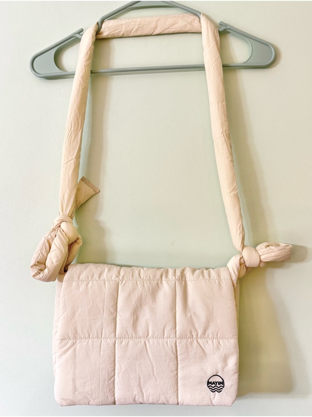 Mayim Cream Puffer Crossbody Bag Quilted Y2K Minimalist Aesthetic